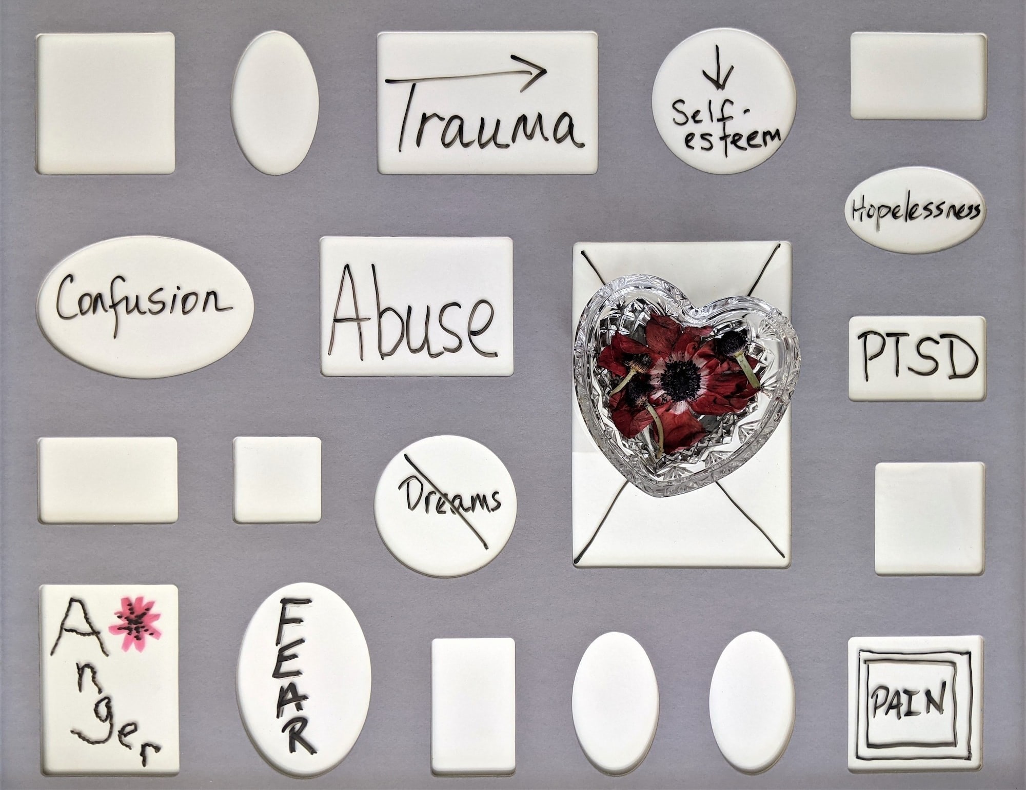 Image focused on trauma and PTSD. Image links to webpage with detailed information regarding trauma and therapy services.
